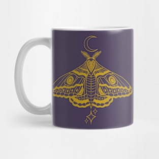 Witchy Cute Celestial Moth - Gold and Purple Mug